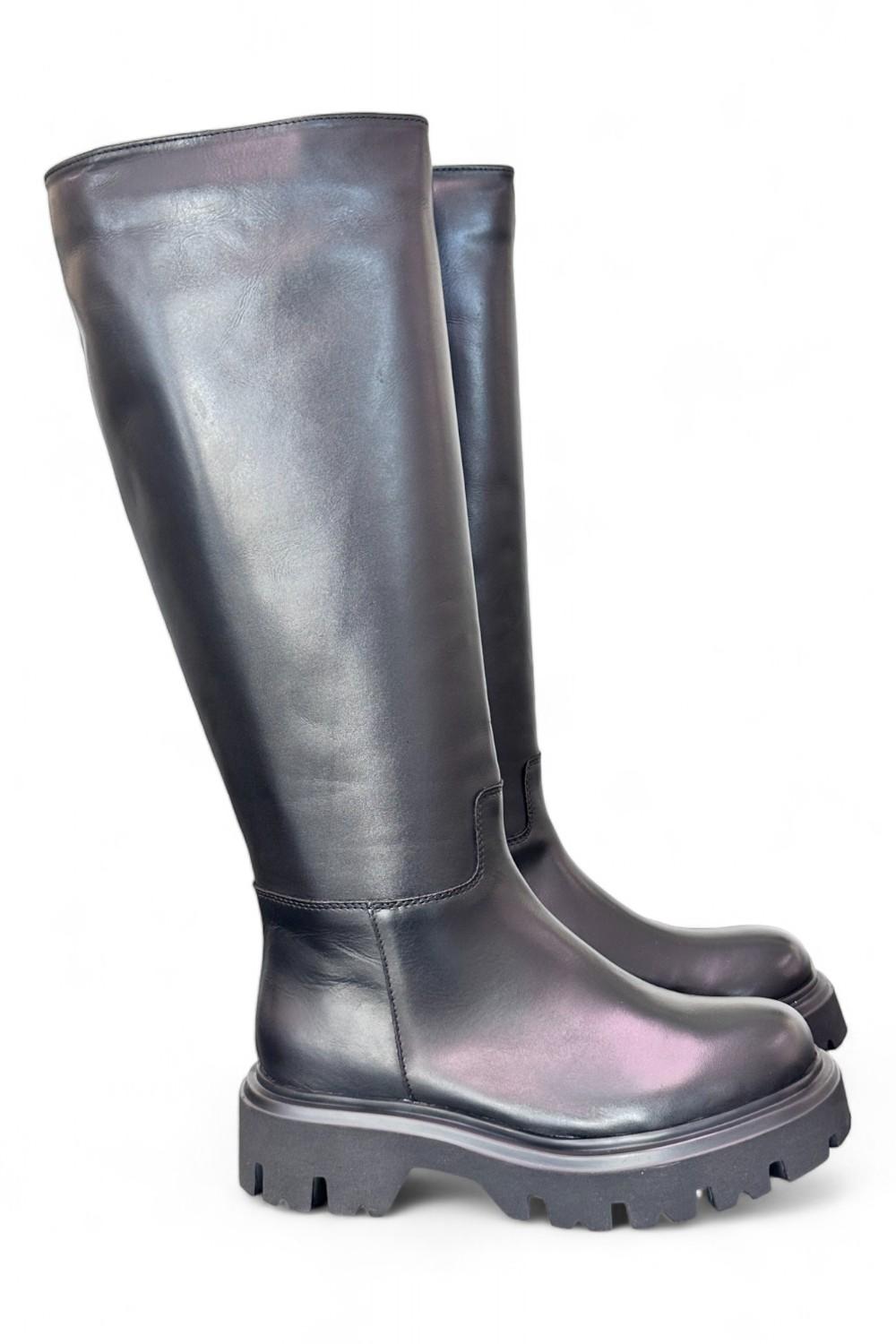 Stivale suola gomma xl  pelle nera Anima 