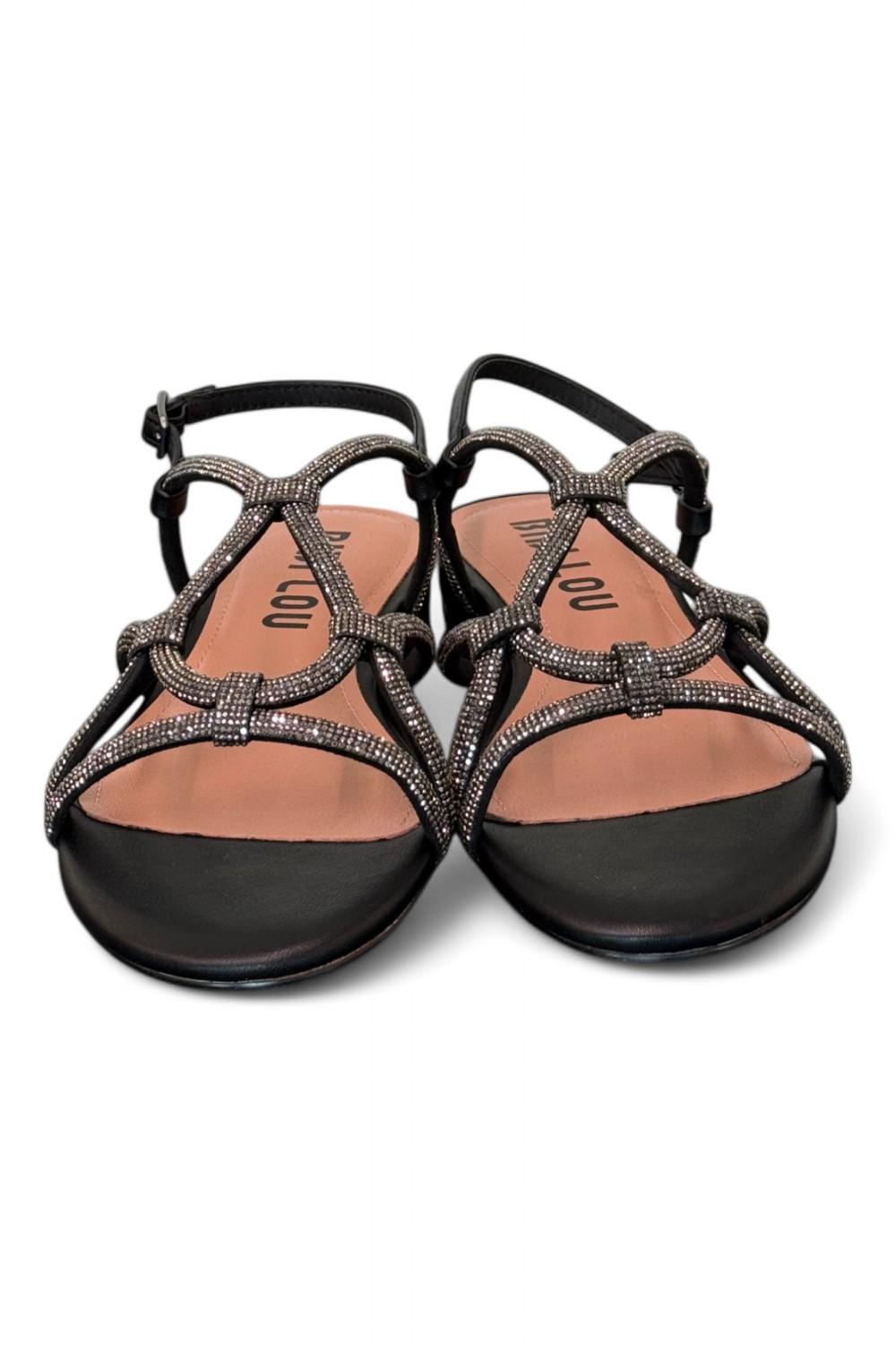 Sandalo incroci strass nero Bibi Lou<BR/> 