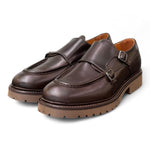 Scarpa doppia fibbia cucitura cioccolato Exton 