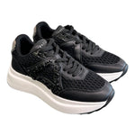 Sneaker Apepazza pelle rete strass nera<BR/> 
