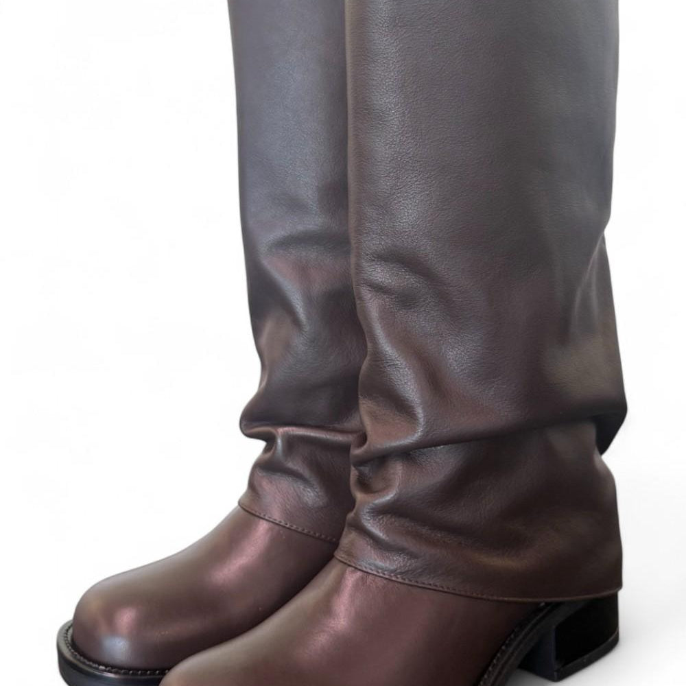 Stivale biker ghetta pelle marrone Ranye <BR/> 