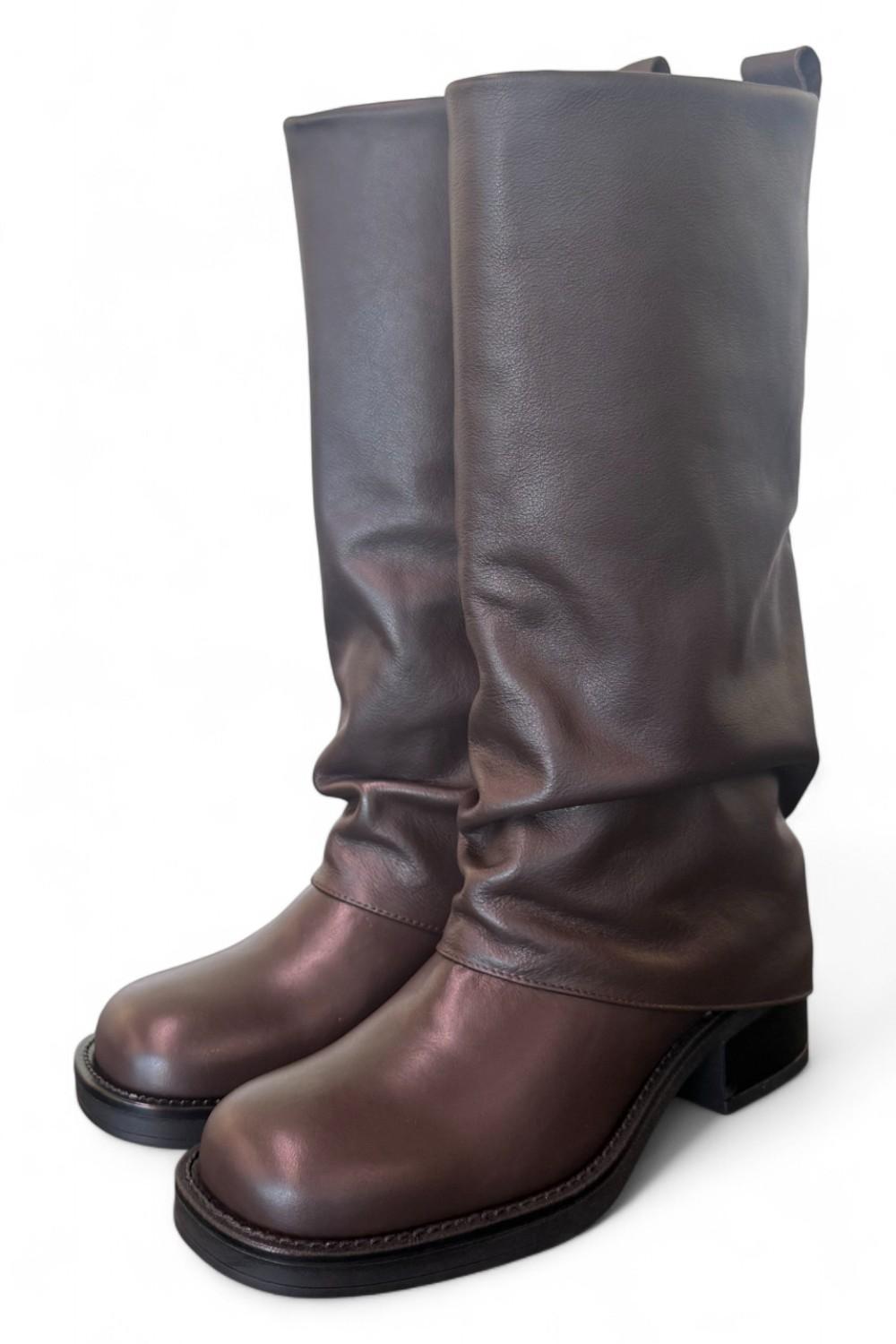 Stivale biker ghetta pelle marrone Ranye <BR/> 