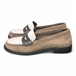 Mocassino bimateriale beige bianco Elisa Lanci 