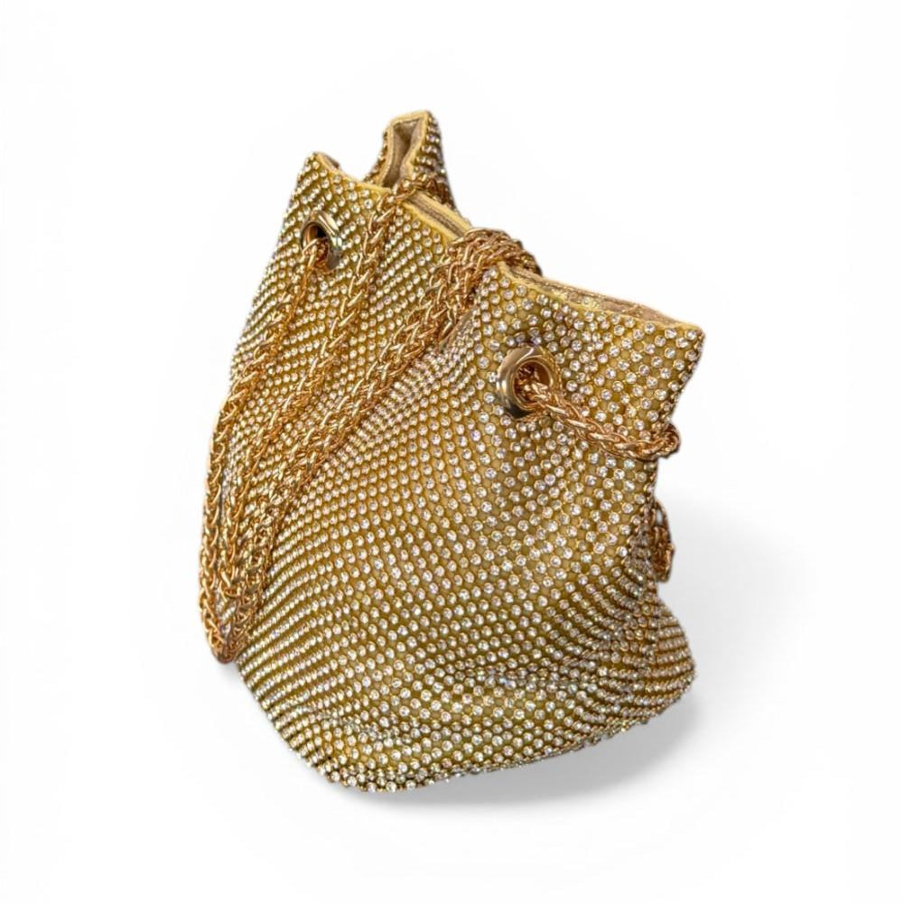 Pochette secchiello strass Scarlet platino 