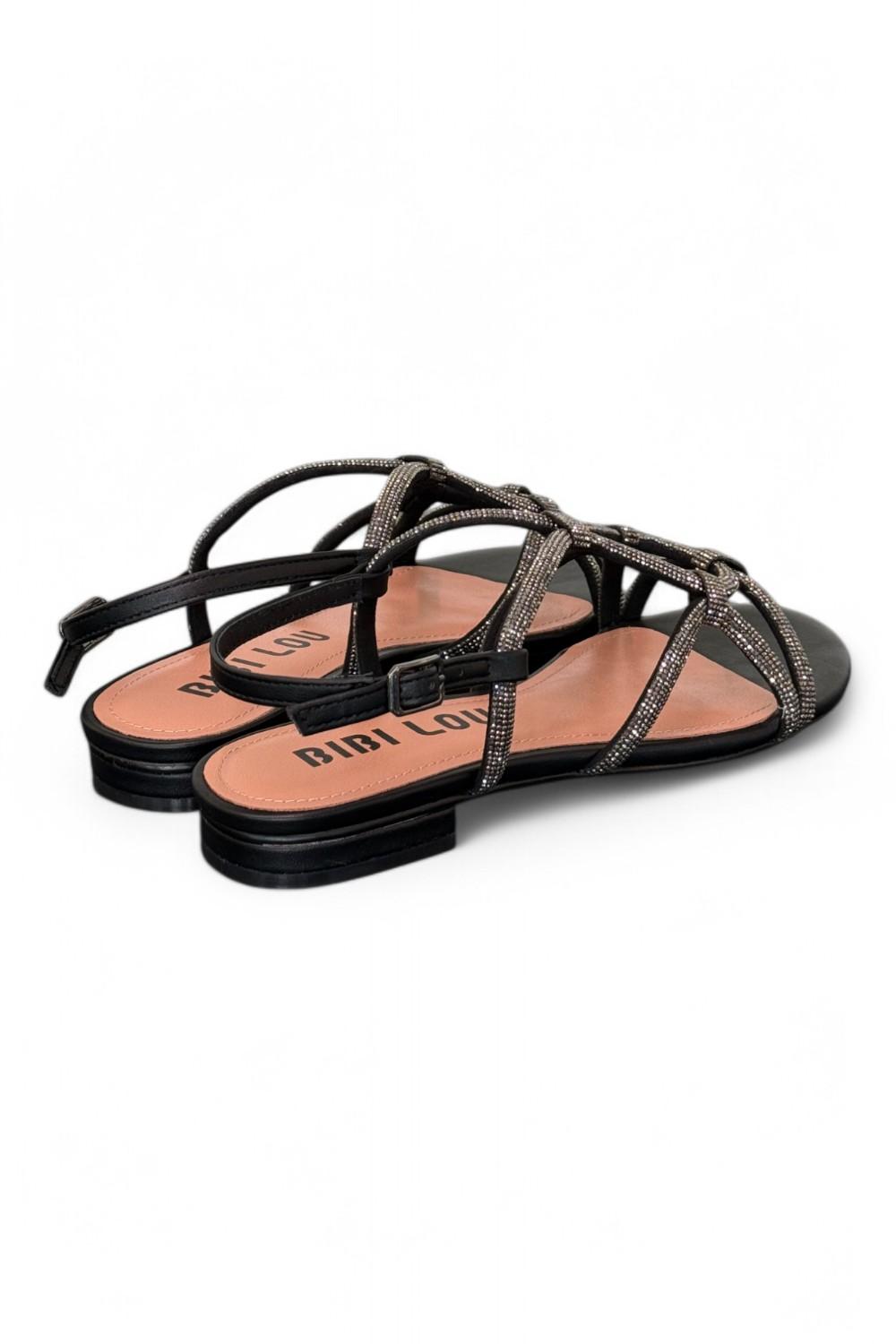 Sandalo incroci strass nero Bibi Lou<BR/> 