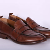 Mocassino cucitura pelle marrone Martire<BR/> 