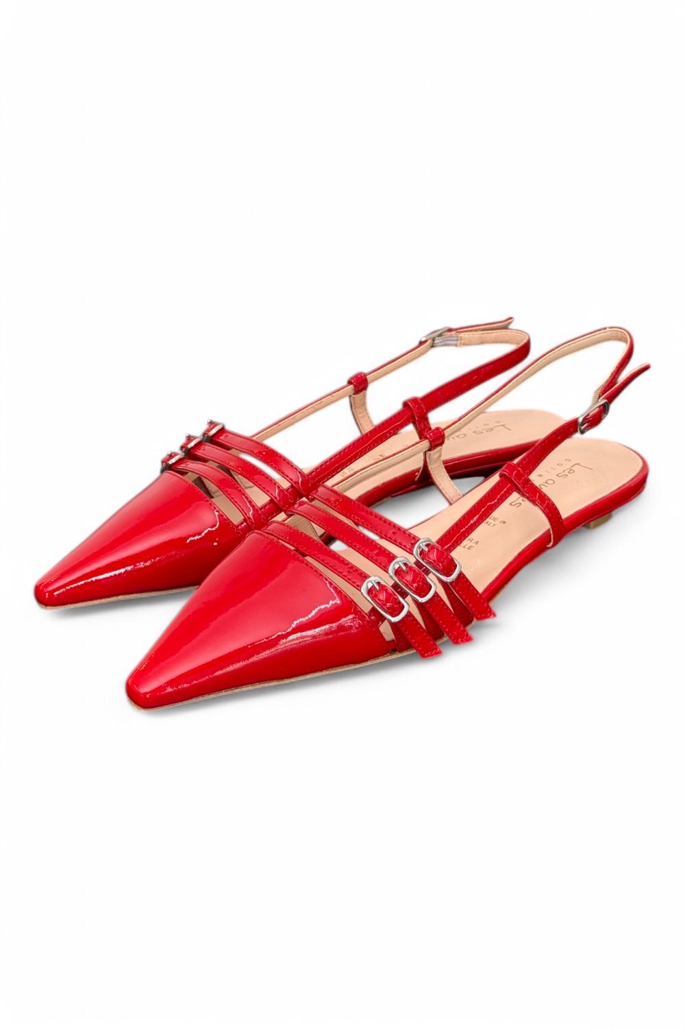 Slingback cintini vernice rossa  flat Les Autres<BR/> 