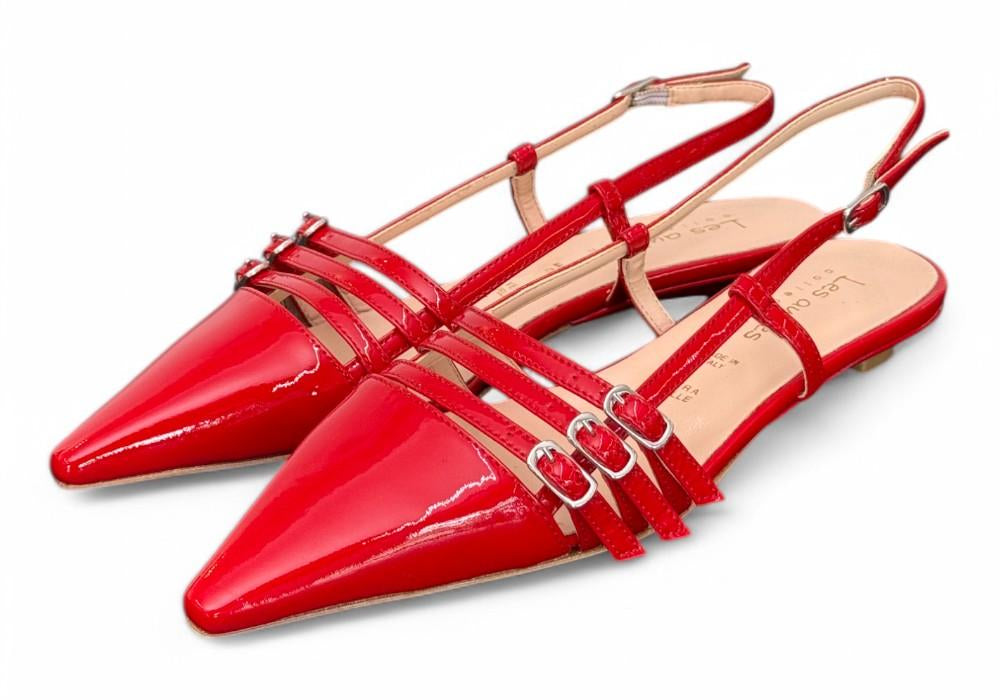 Slingback cintini vernice rossa  flat Les Autres<BR/> 