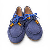 Scarpa barca suede bluette Antica Bottega<BR/> 