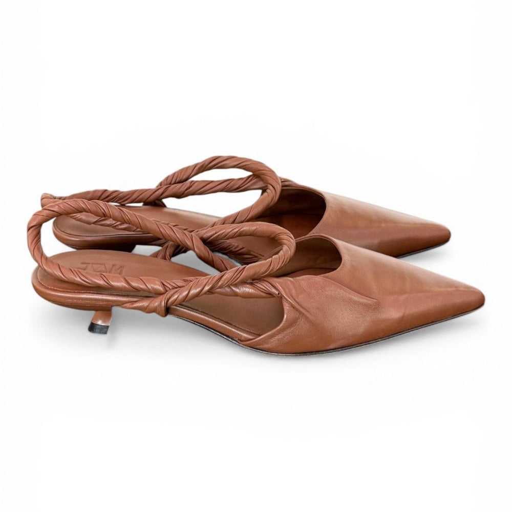 Slingback pelle marrone treccia  JVAM<BR/> 