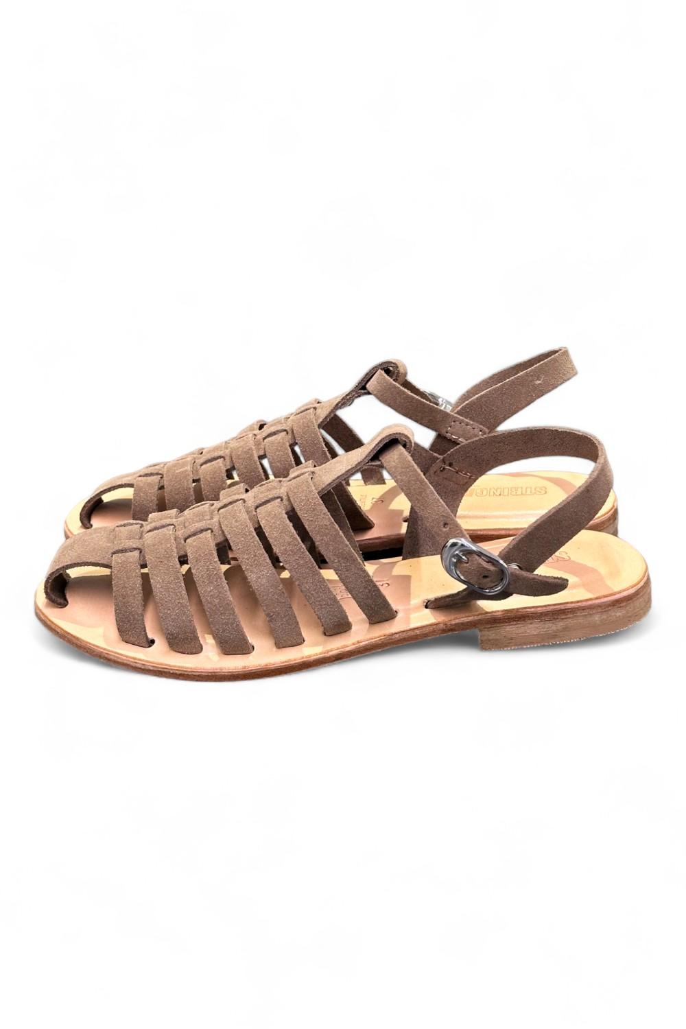 Sandalo gabbia in suede beige Stringart 