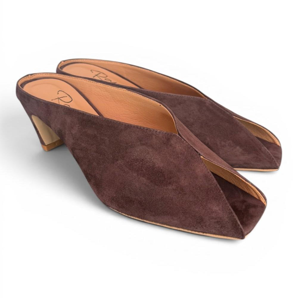 Ciabatta suede testa di moro tacco 60 Ranye 