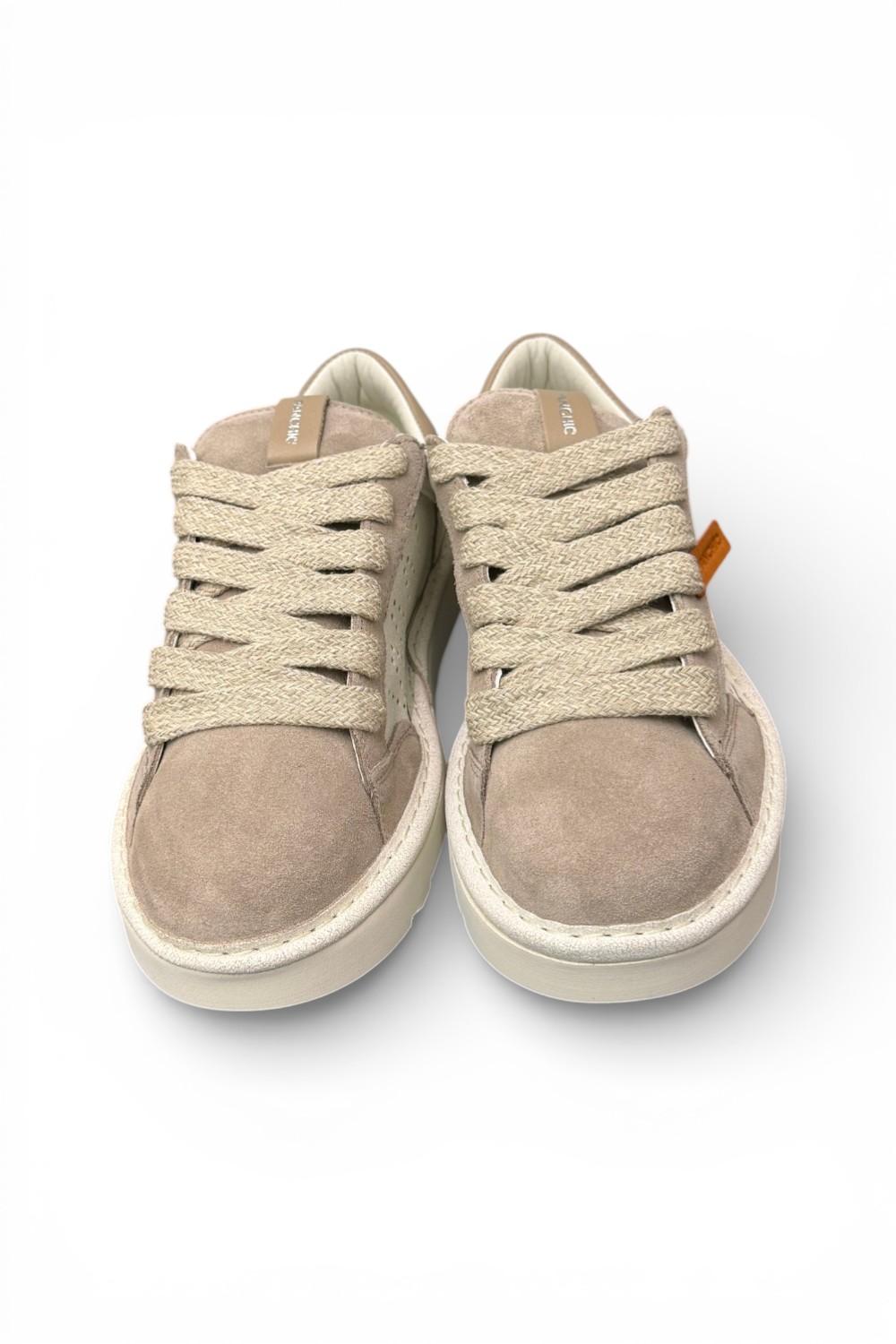 Allacciato uomo Panchic P01 pelle e camoscio bianco beige 