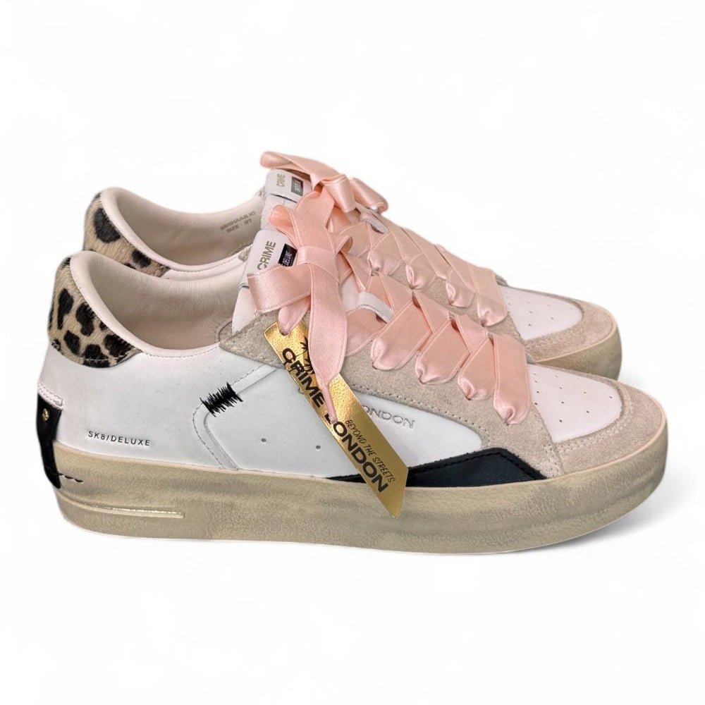 Sneaker donna  De Luxe bianca beige Crime London 