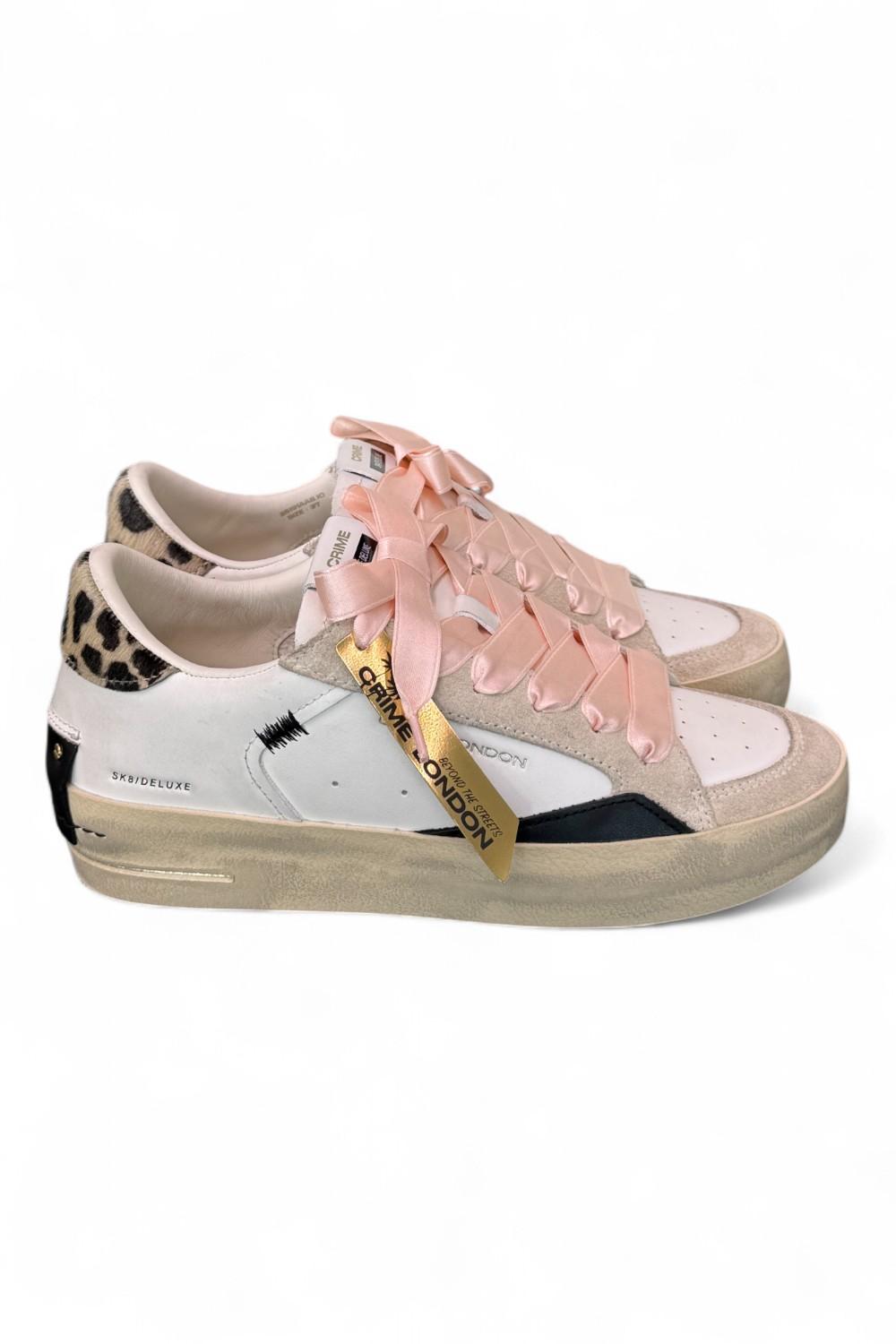 Sneaker donna  De Luxe bianca beige Crime London 