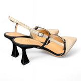 Slingback pelle latte e nero tacco 70 Isabelle Paris<BR/> 