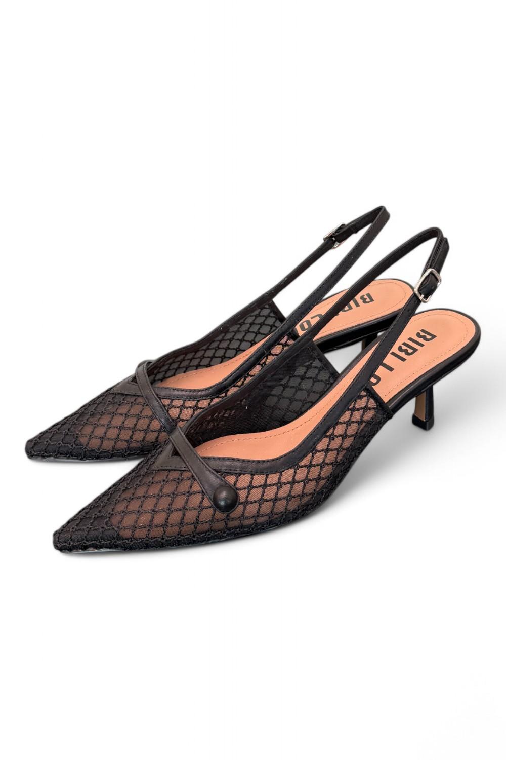 Slingback Bibi Lou rete nero tacco 