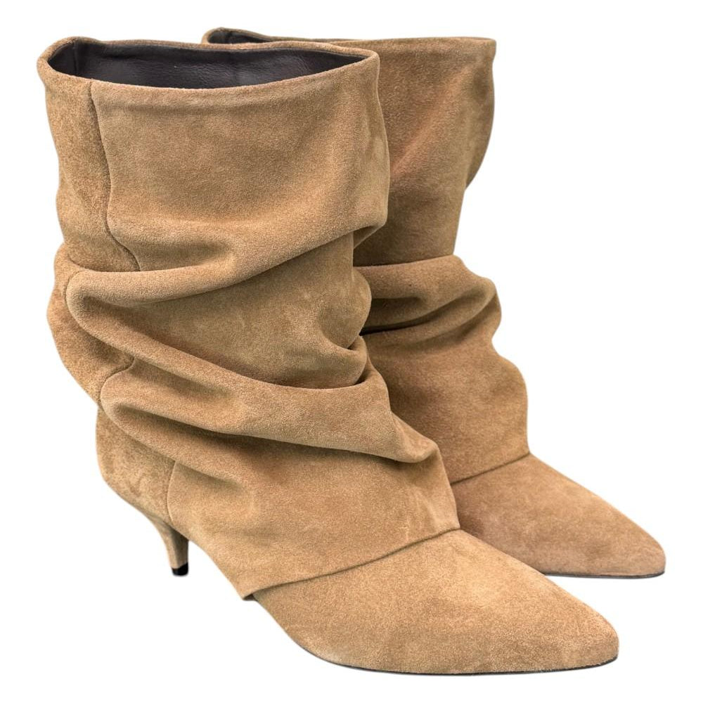 Stivaletto pieghe The icona suede taupe 
