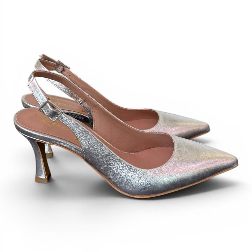 Slingback pelle argento tacco 70 Ranye 