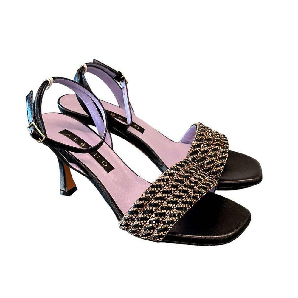 Sandalo fascia strass nero Albano 