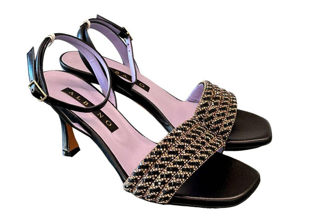 Sandalo fascia strass nero Albano 