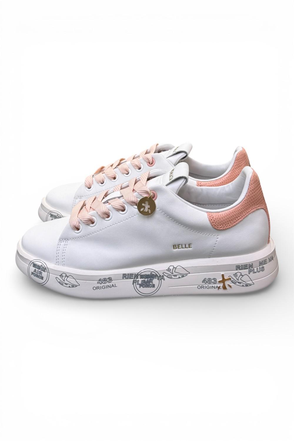 Sneaker donna Belle 8159 Premiata bianca rosa 