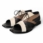 Semiaperto laccio nero beige bianco Le Bohemien<BR/> 
