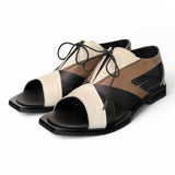 Semiaperto laccio nero beige bianco Le Bohemien<BR/> 