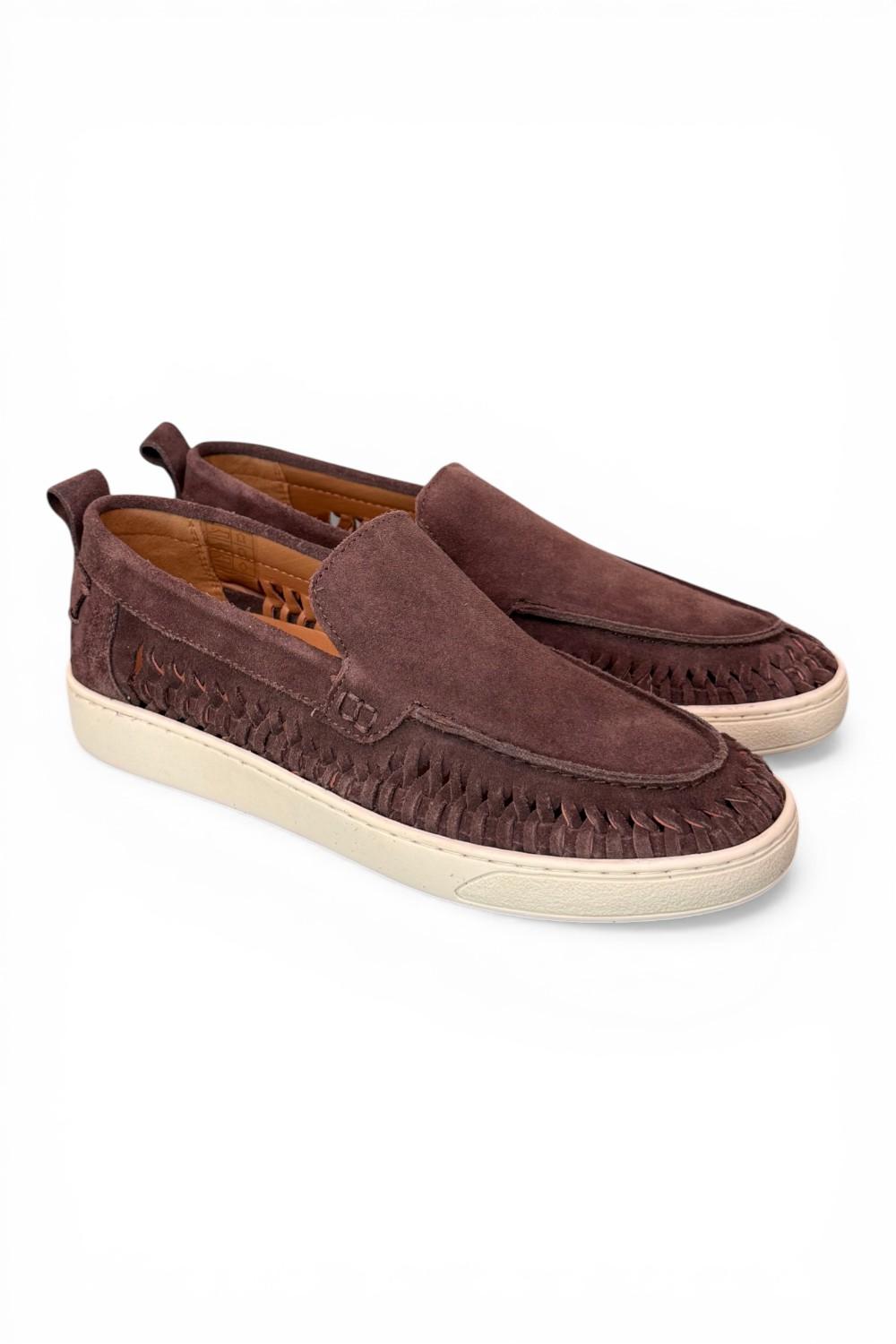 Mocassino cassetta suede intreccio moro Pawelks<BR/> <BR/> 