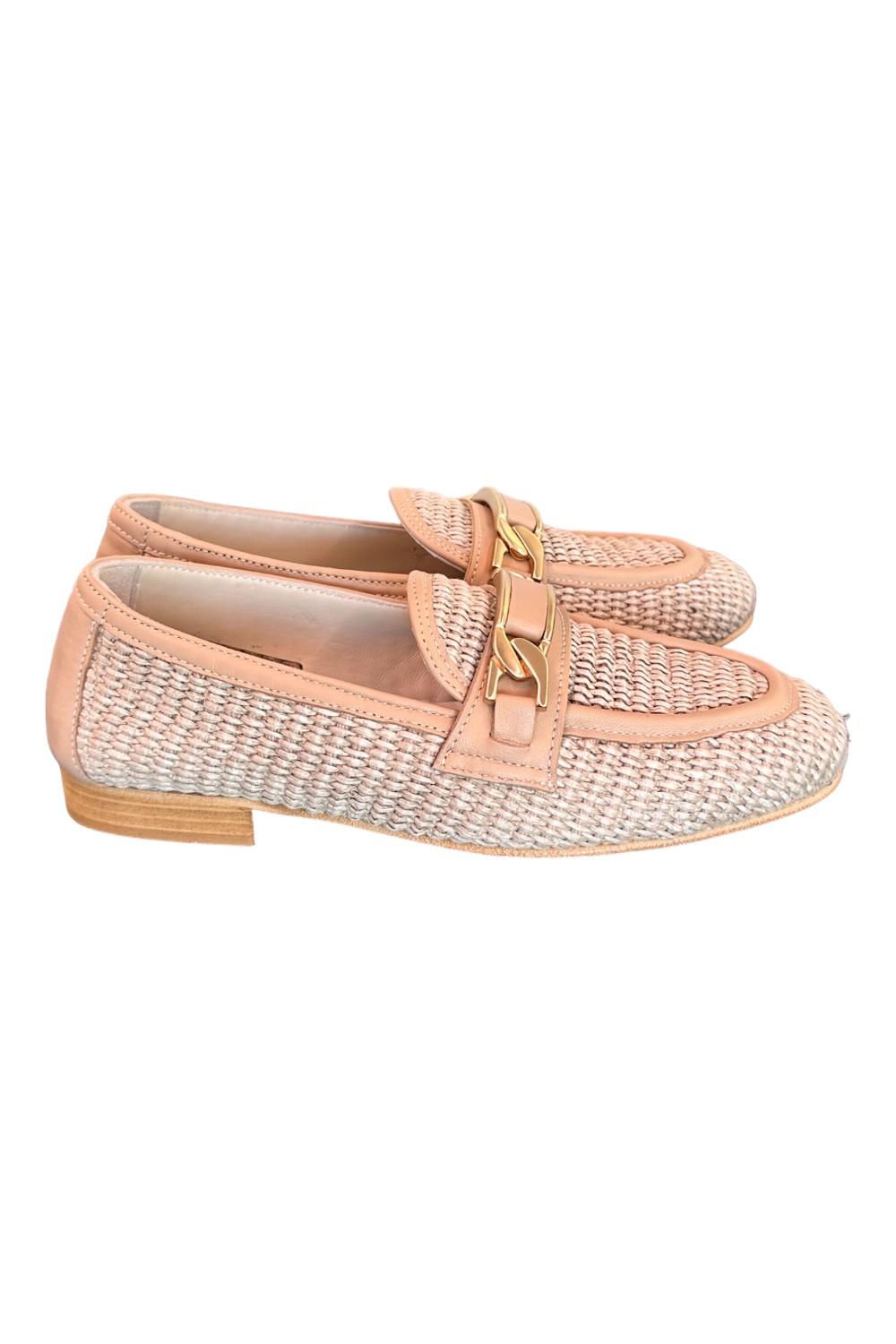 Mocassino pelle e rafia nude Les Tulipes 