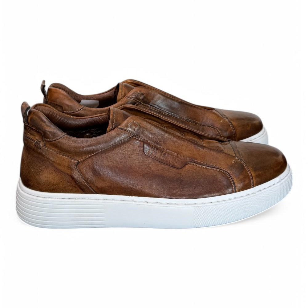 Sneaker uomo slip on pelle marrone  Pawelks 