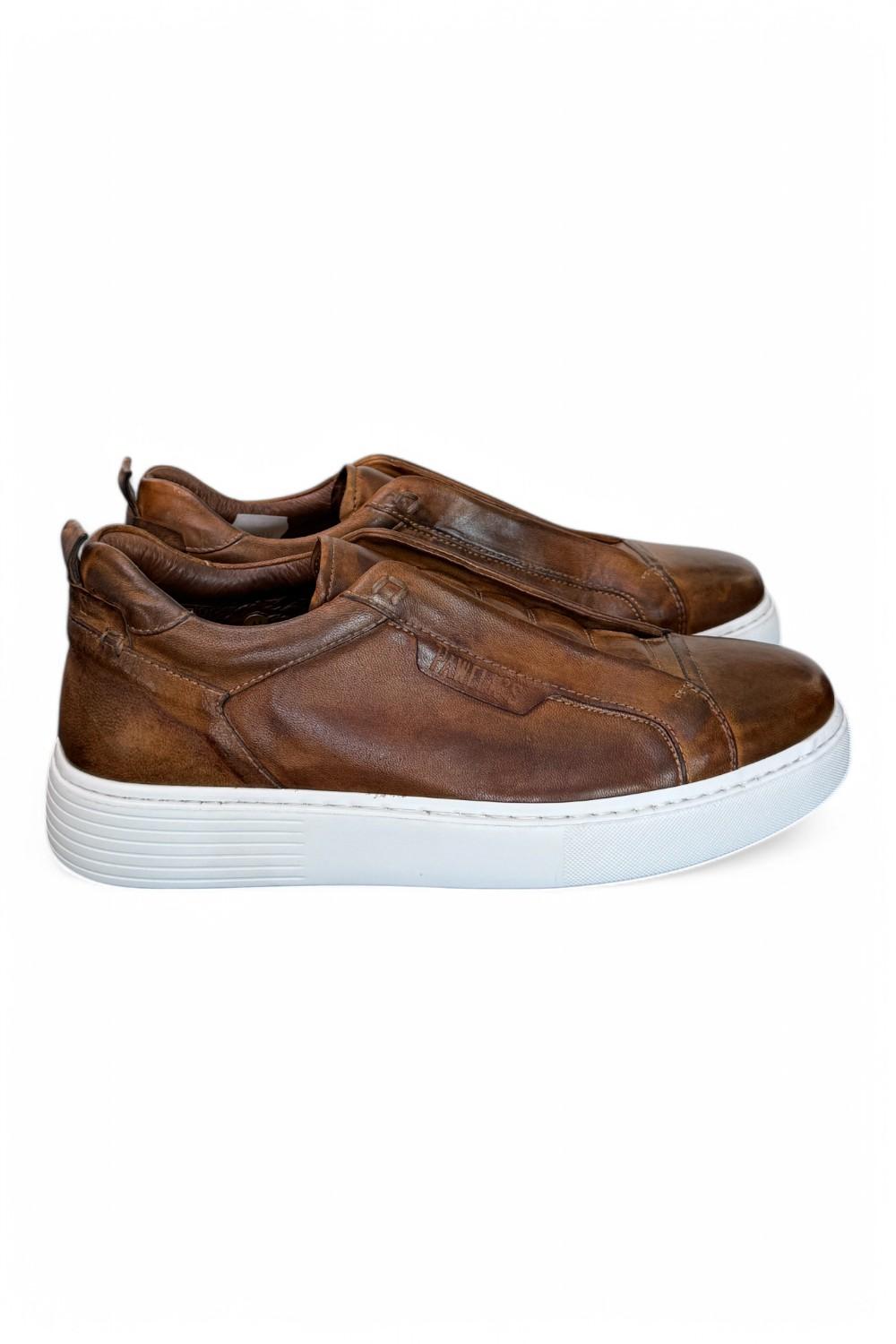 Sneaker uomo slip on pelle marrone  Pawelks 