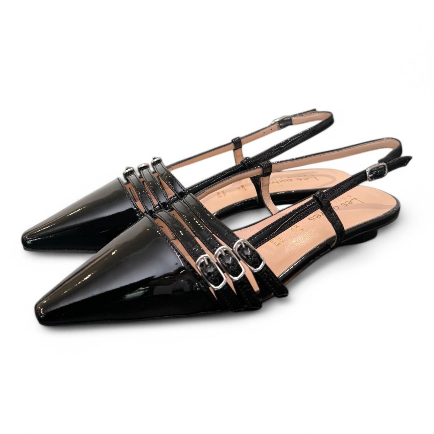 Slingback cintini vernice nera  flat Les Autres<BR/> 
