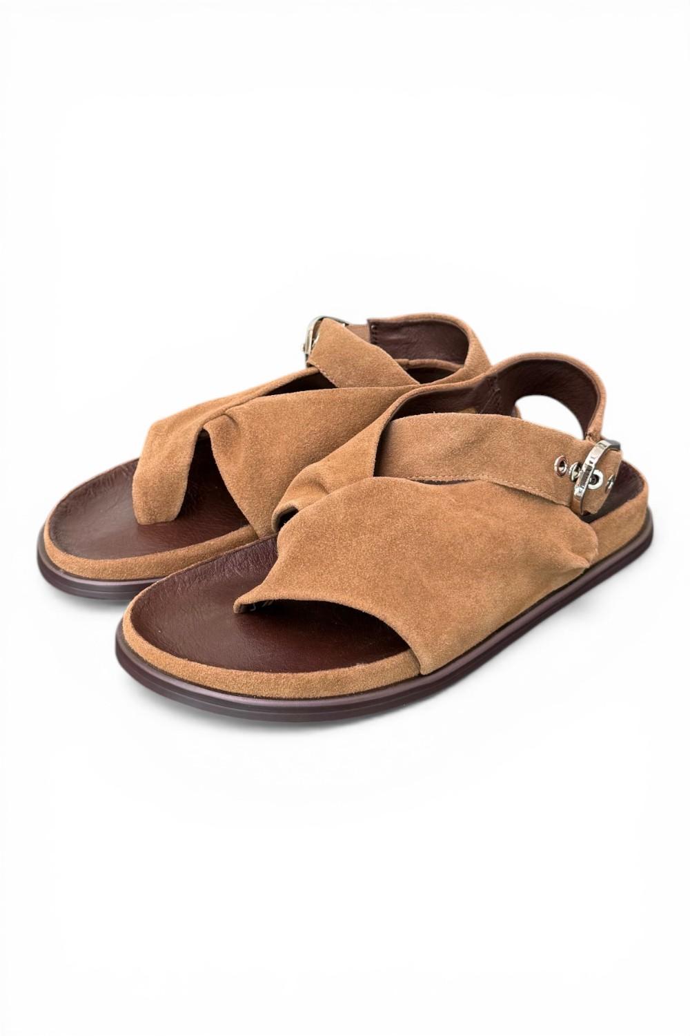 Sandalo infradito fascia suede sigaro Inuovo<BR/> 