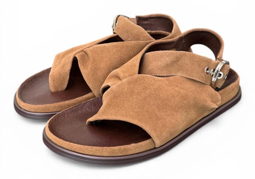 Sandalo infradito fascia suede sigaro Inuovo<BR/> 