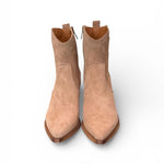Stivaletto texano corto con tacco suede beige Ranye<BR/> 