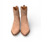 Stivaletto texano corto con tacco suede beige Ranye<BR/> 