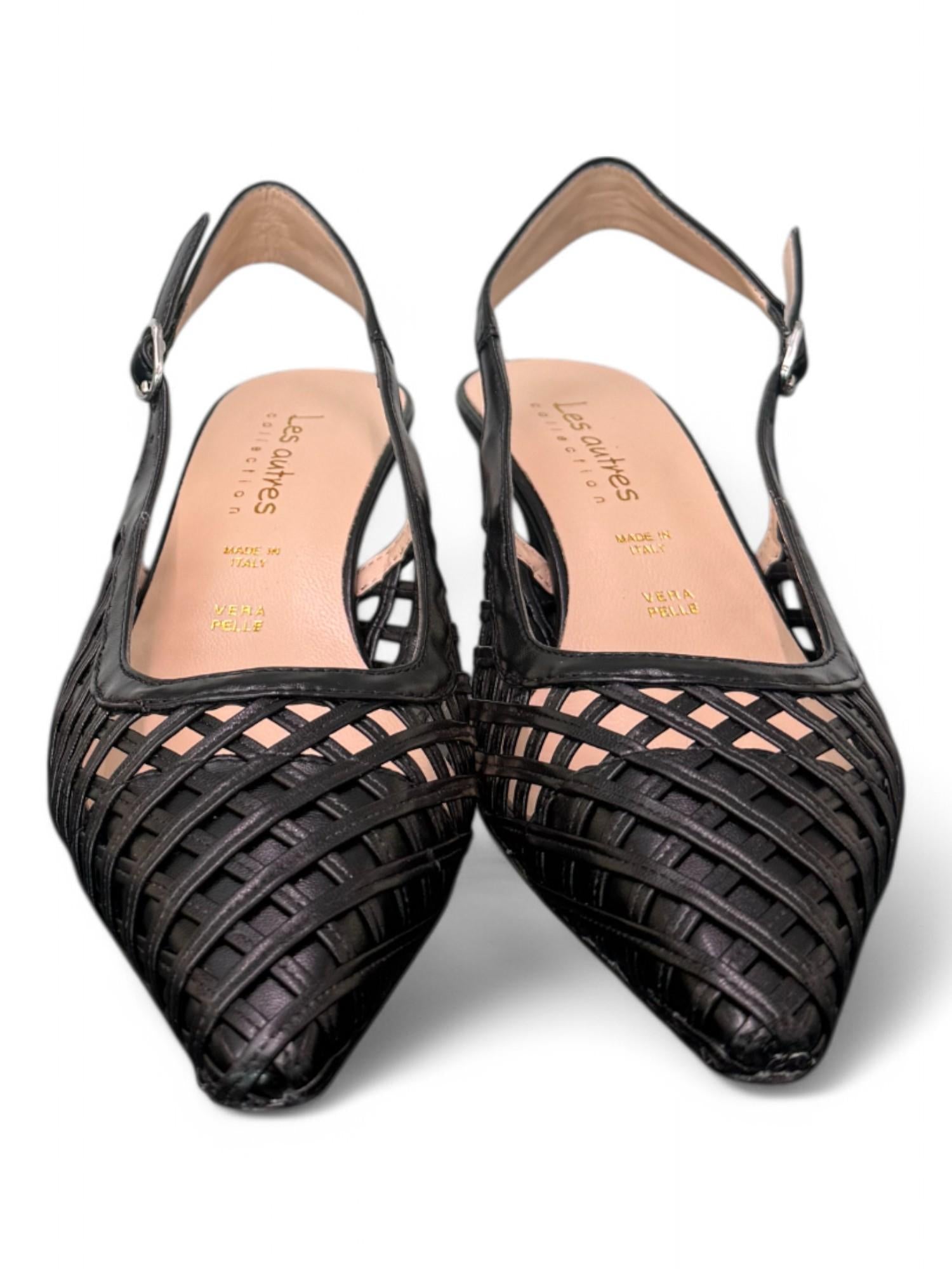 Slingback intreccio nero tacco 50 Les Autres<BR/> 