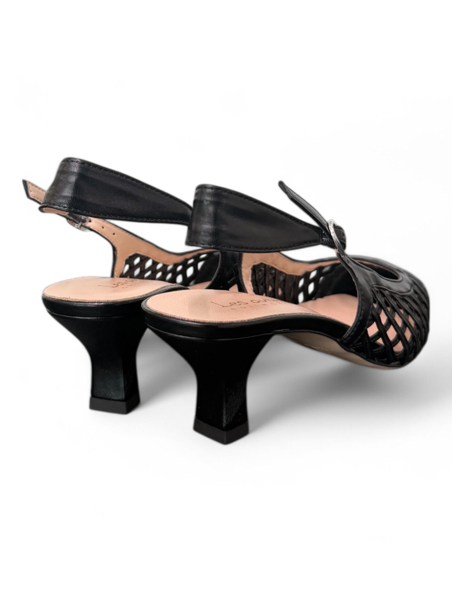 Slingback intreccio nero tacco 50 Les Autres<BR/> 