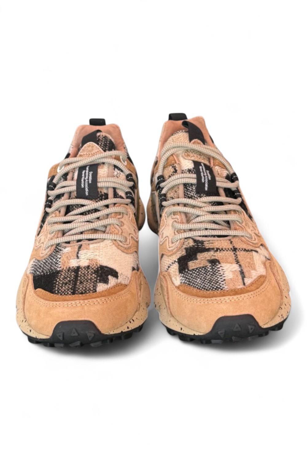 Sneaker donna Flower Mountain Yamano 3 4D58 mud light brown cheques 