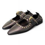 Ballerina nera con cinturino e borchie Elvio Zanon<BR/> 