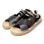 Sandalo con incrocio in pelle nera Palomitas<BR/> 