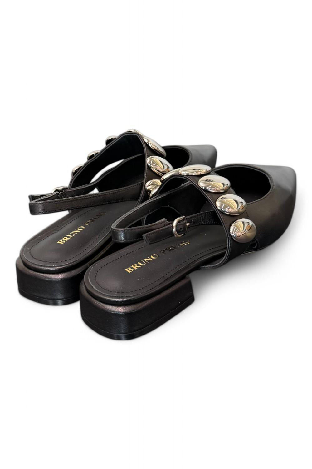 Slingback nera con accessorio Bruno Premi<BR/> 