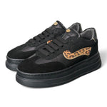 Sneaker donna pelle nera e leo Janet & Janet<BR/> 