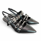 Slingback Ash Babel fibbie pelle nera 