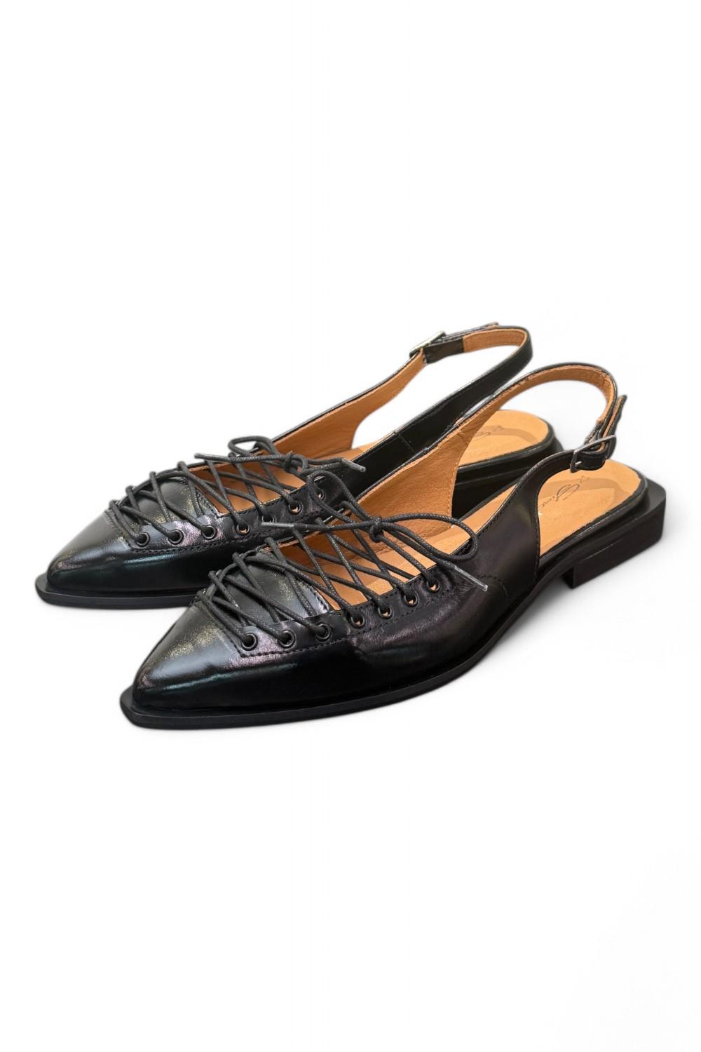 Slingback laccio pelle nera Giacko 