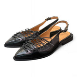 Slingback laccio pelle nera Giacko 