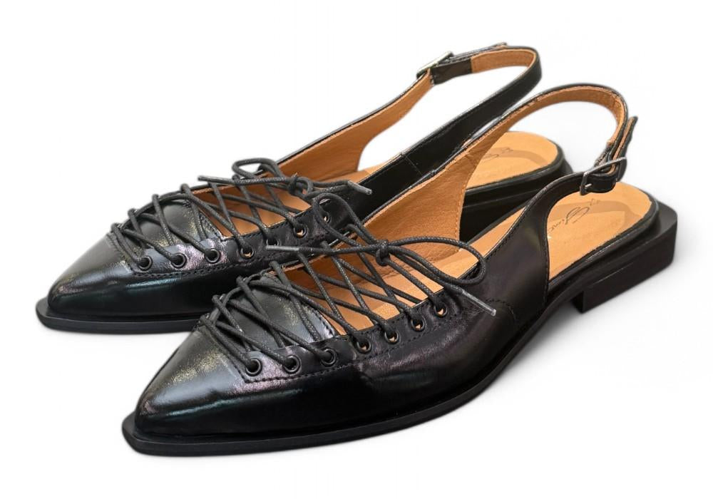 Slingback laccio pelle nera Giacko 