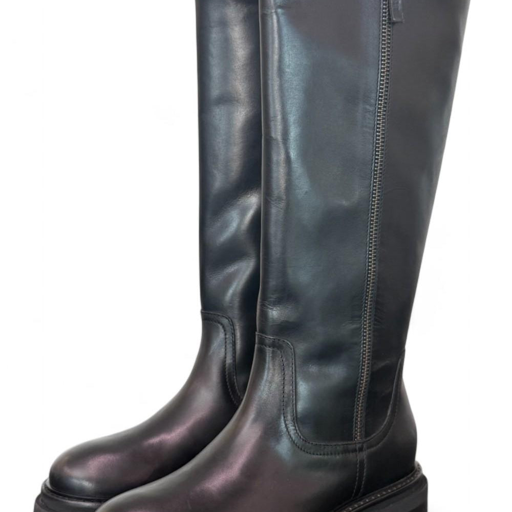 Stivale biker pelle nera Janet 