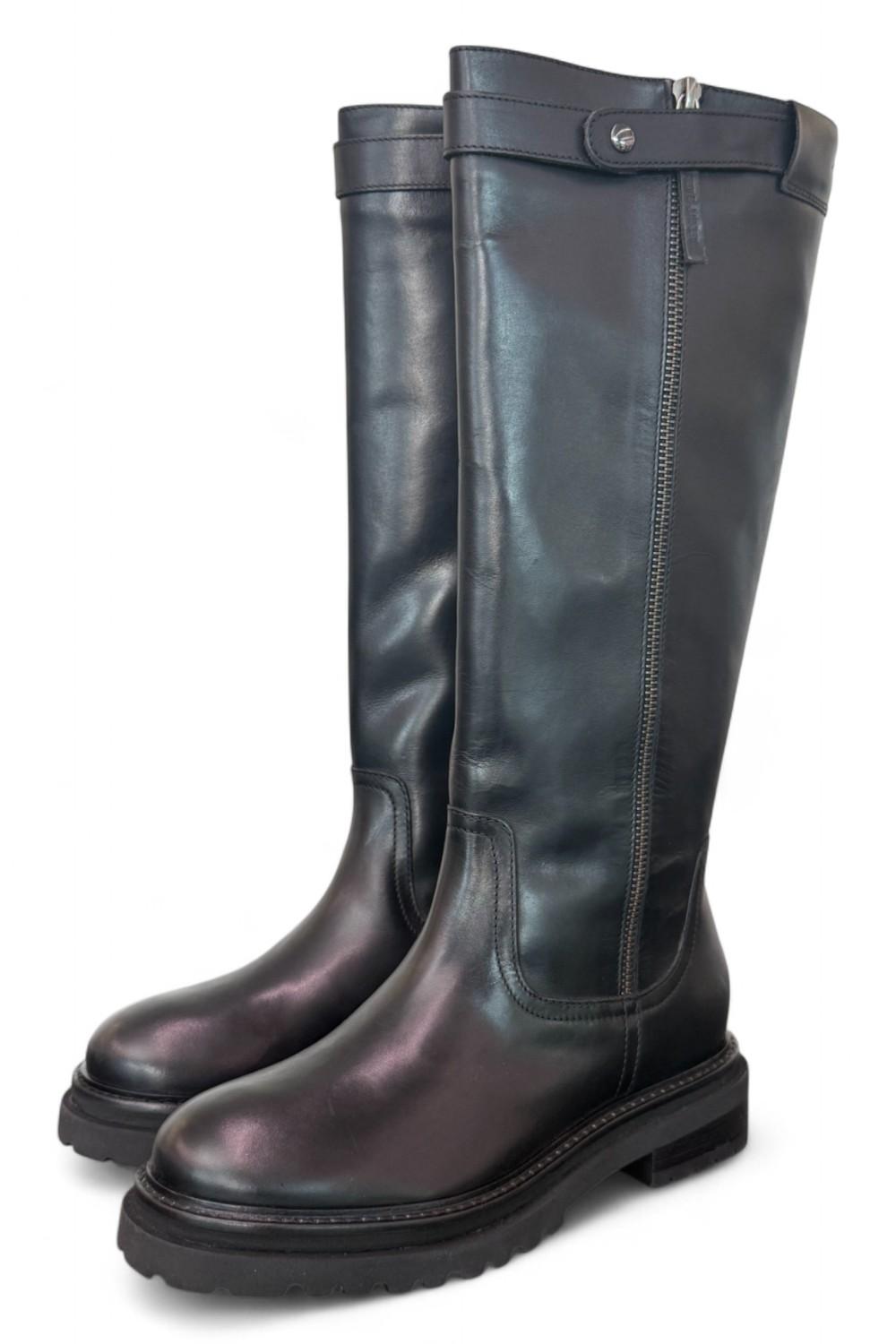 Stivale biker pelle nera Janet 